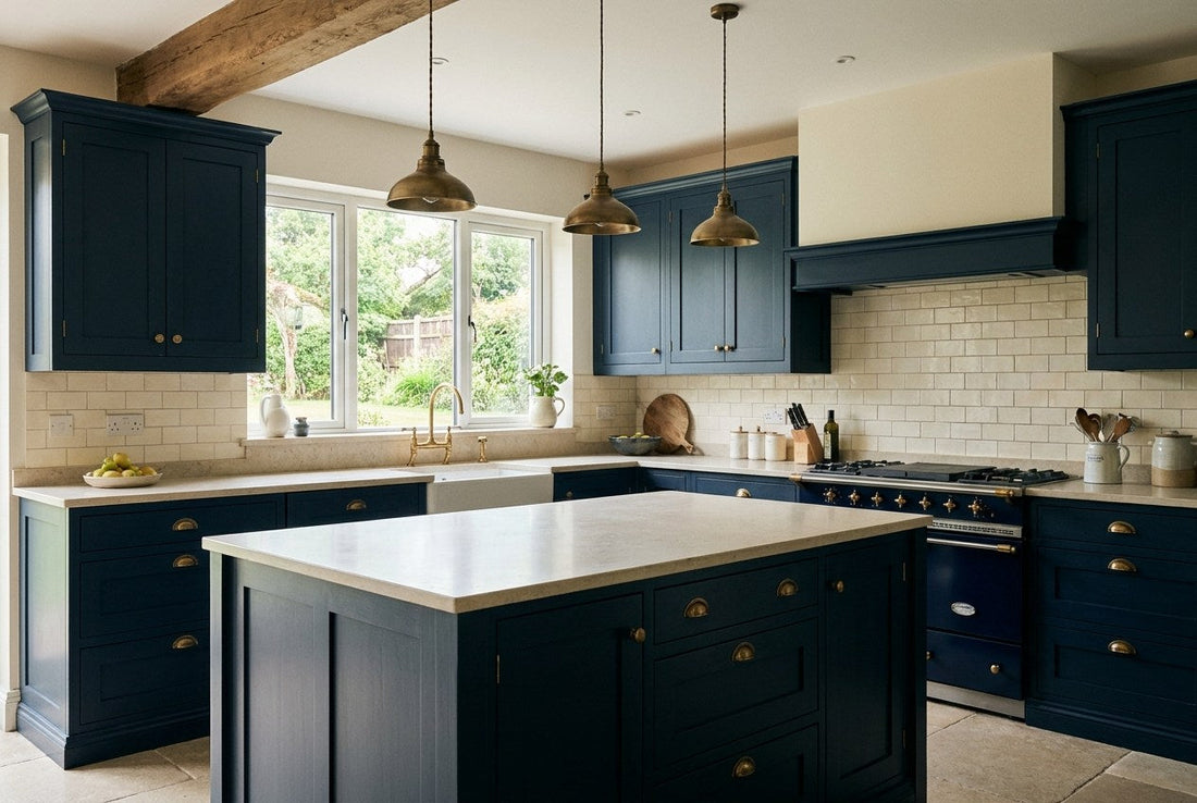 Renovated Irish kitchen with painted units and stone worktop
