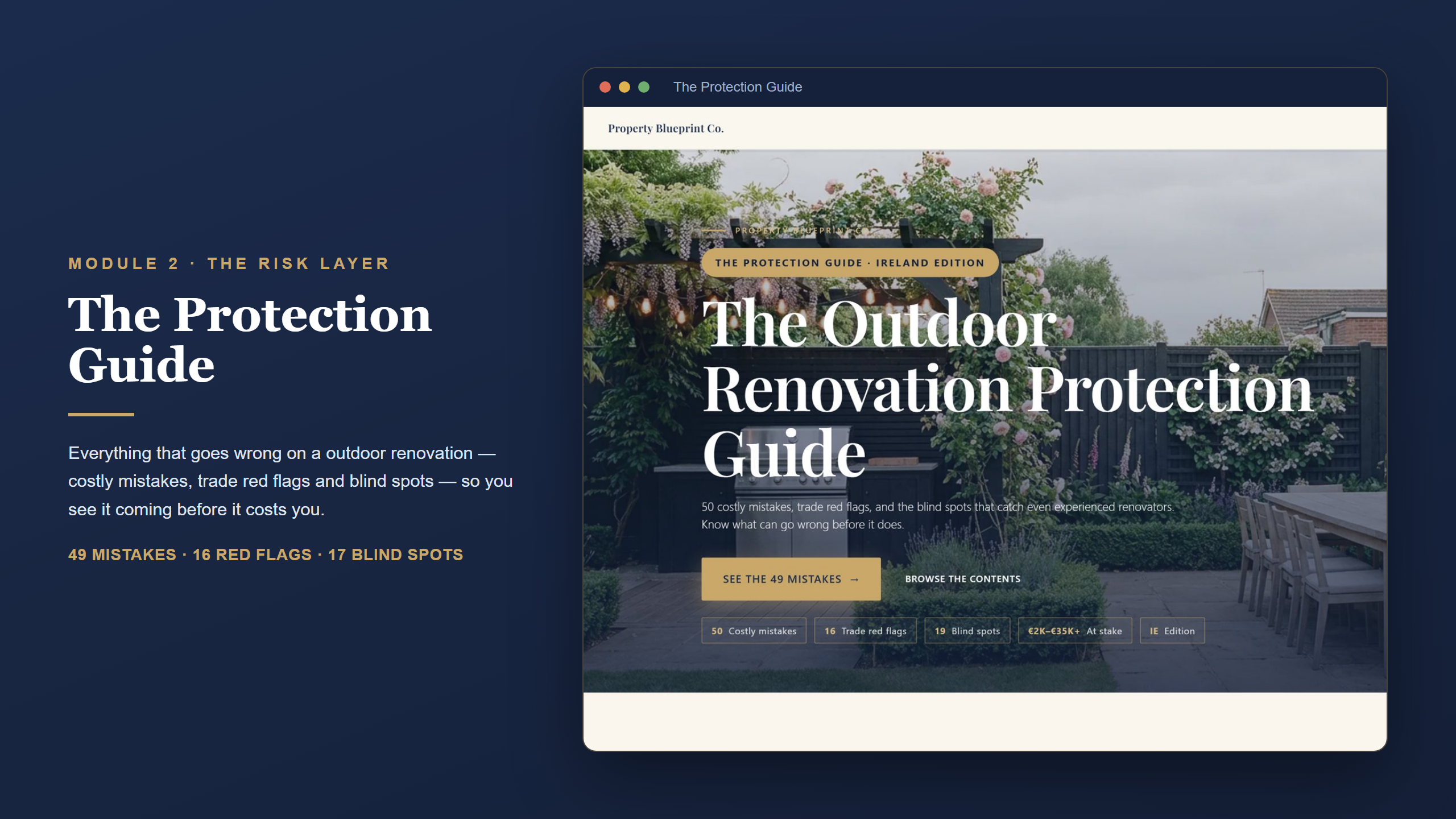 Irish outdoor renovation planning — The Protection Guide (Module 2): 49 costly mistakes, 16 trade red flags and blind spots