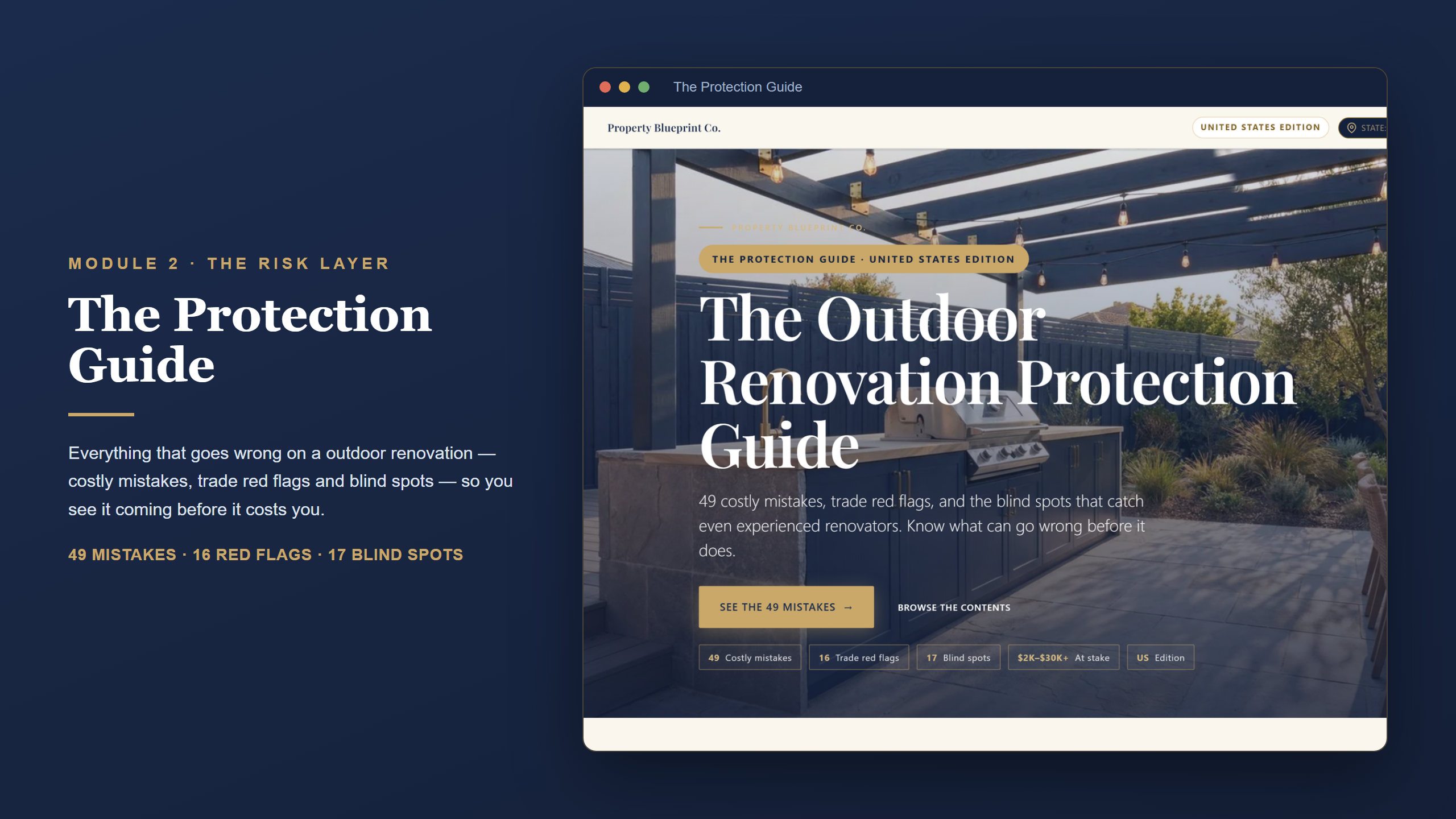 US outdoor renovation planning — The Protection Guide (Module 2): 49 costly mistakes, 16 trade red flags and blind spots