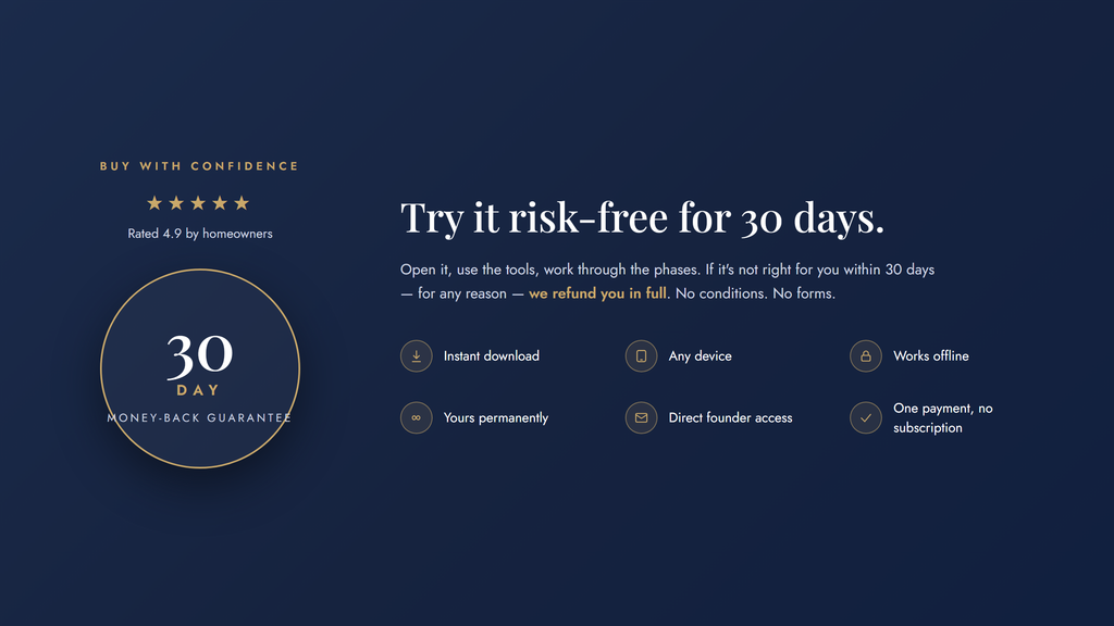 30-day money-back guarantee — instant download, works on any device, fully offline, yours permanently