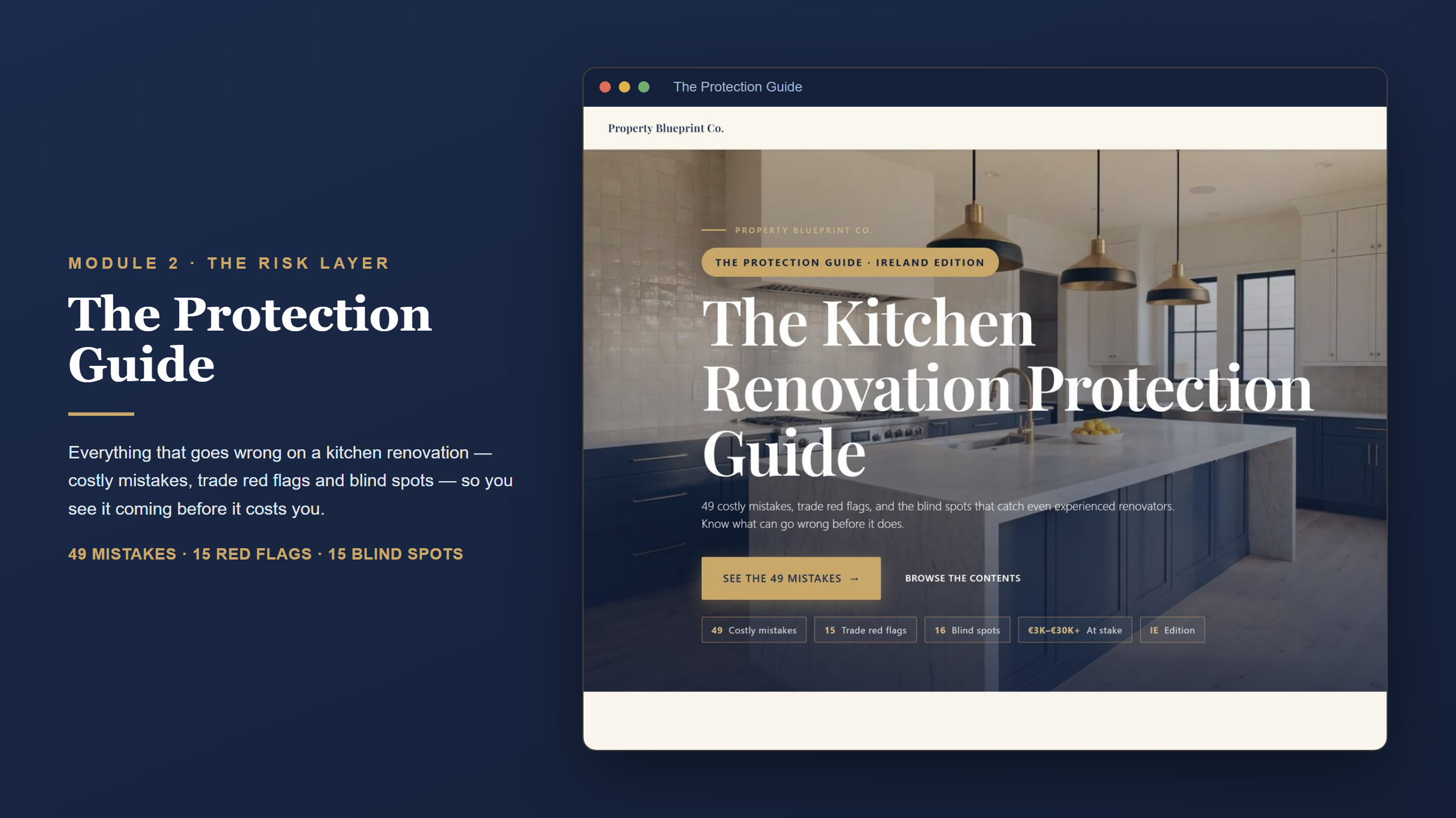 Irish kitchen renovation planning — The Protection Guide (Module 2): 49 costly mistakes, 15 trade red flags and blind spots