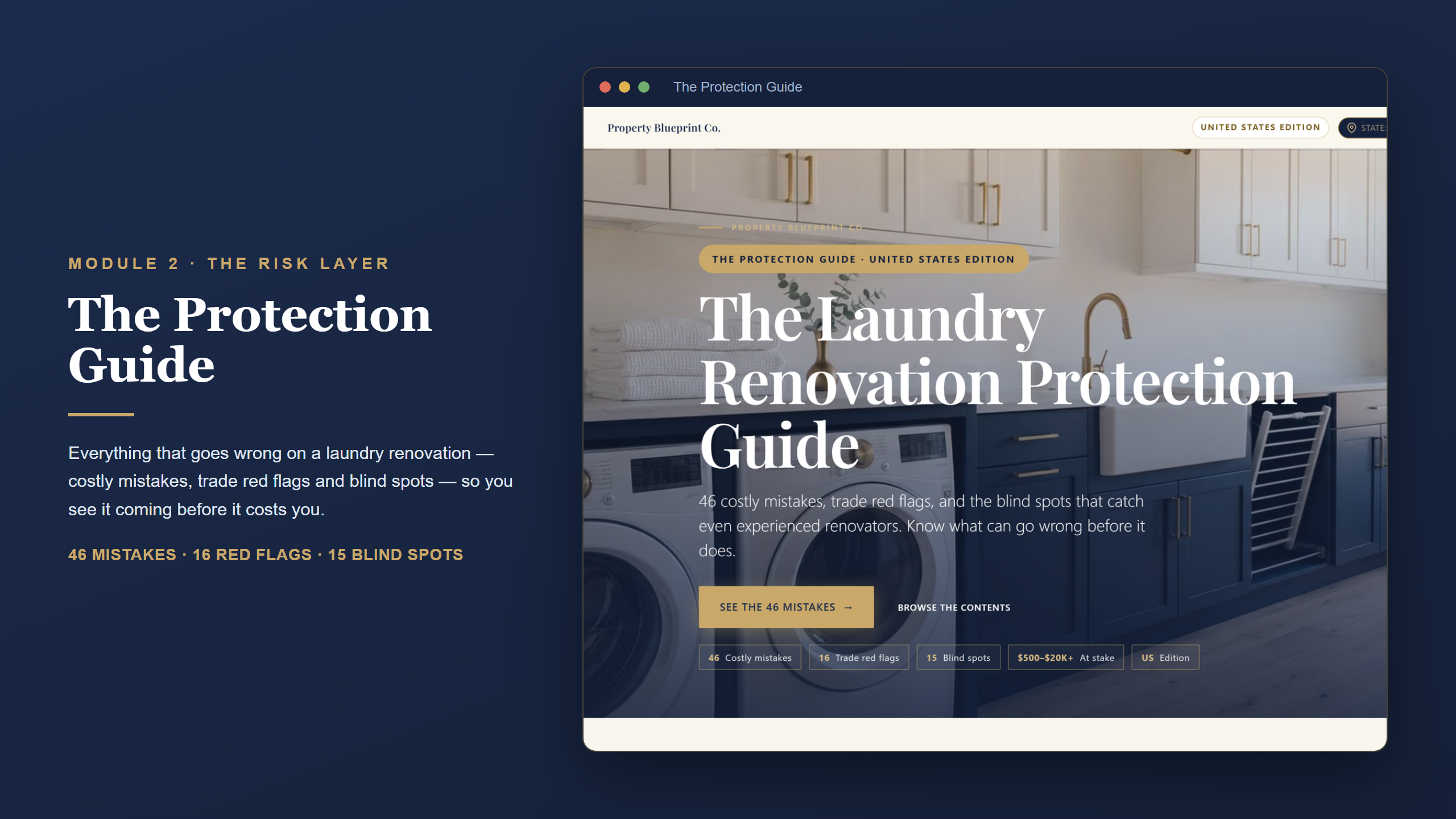 US laundry renovation planning — The Protection Guide (Module 2): 46 costly mistakes, 16 trade red flags and blind spots