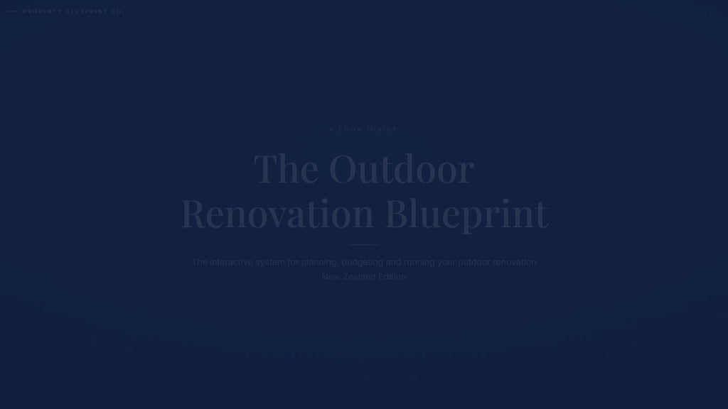See how the Outdoor Renovation Blueprint works — interactive demo of the four modules and included cost calculator, New Zealand Edition.
