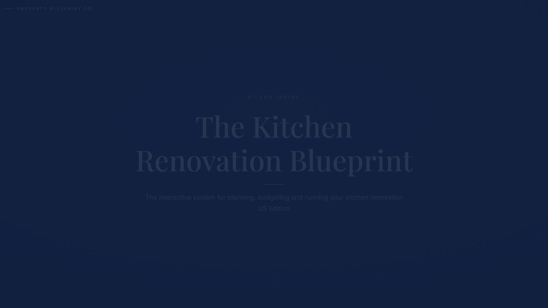 See how the Kitchen Renovation Blueprint works — interactive demo of the four modules and included cost calculator, US Edition.