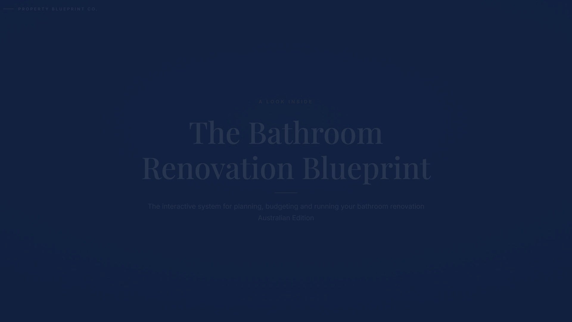 See how the Bathroom Renovation Blueprint works — interactive demo of the four modules and included cost calculator, Australian Edition.