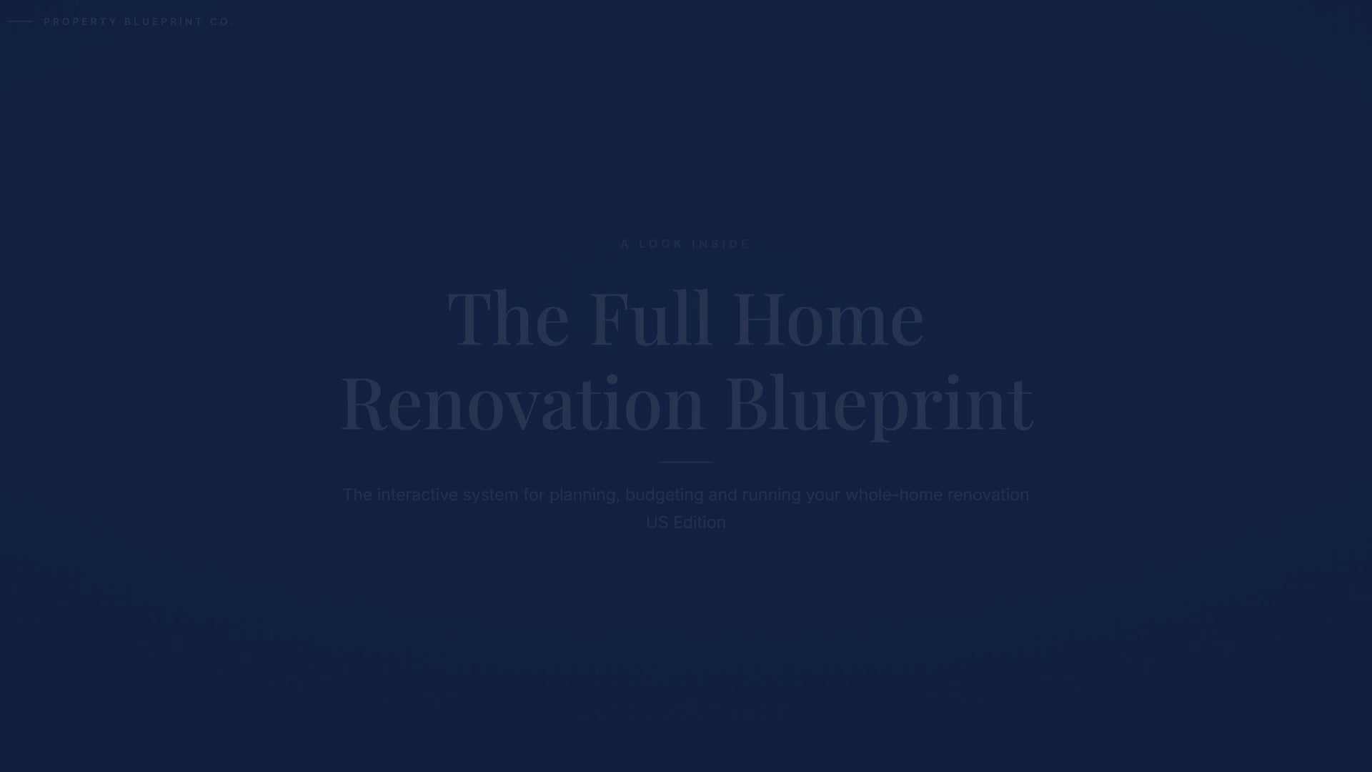 See how the Full Home Renovation Blueprint works — interactive demo of the four modules and included cost calculator, US Edition.