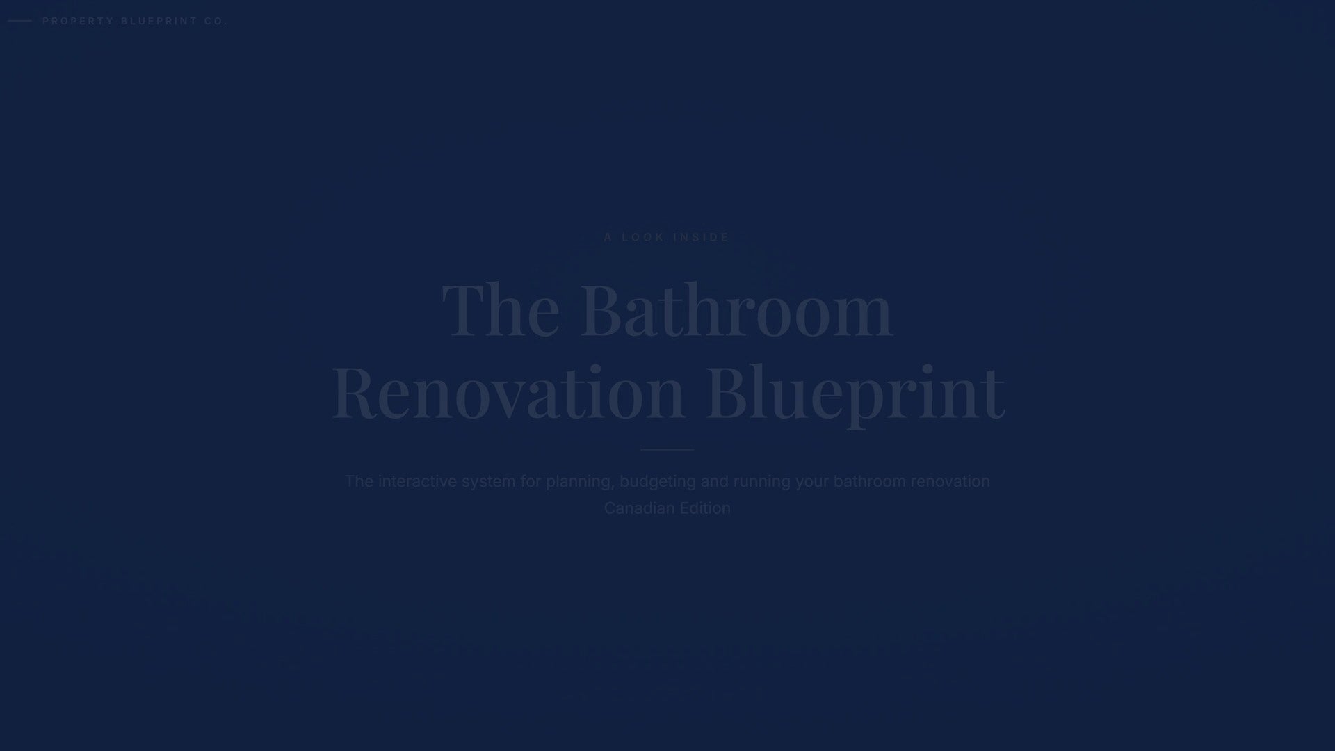 See how the Bathroom Renovation Blueprint works — interactive demo of the four modules and included cost calculator, Canadian Edition.