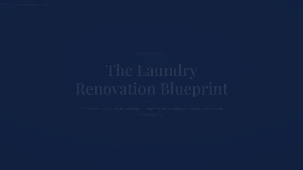 See how the Laundry Renovation Blueprint works — interactive demo of the four modules and included cost calculator, Ireland Edition.