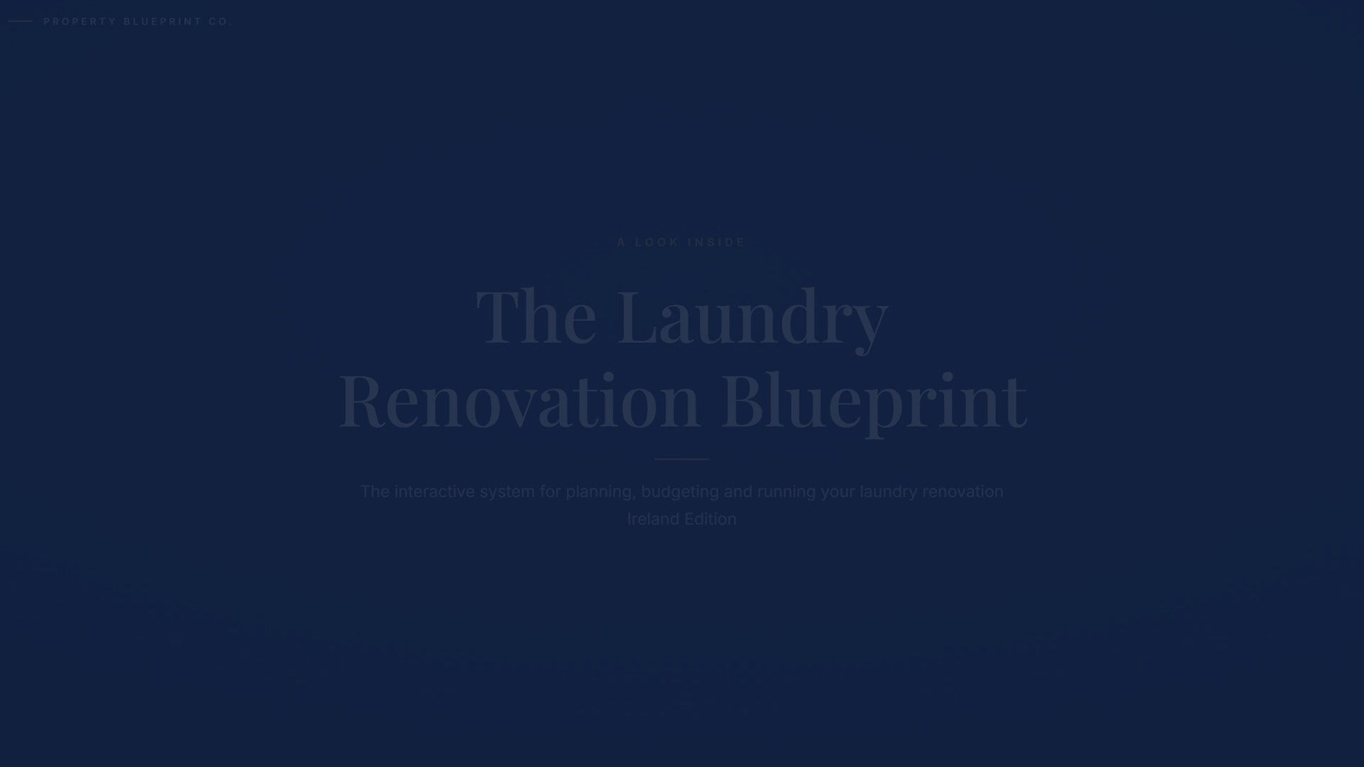 See how the Laundry Renovation Blueprint works — interactive demo of the four modules and included cost calculator, Ireland Edition.