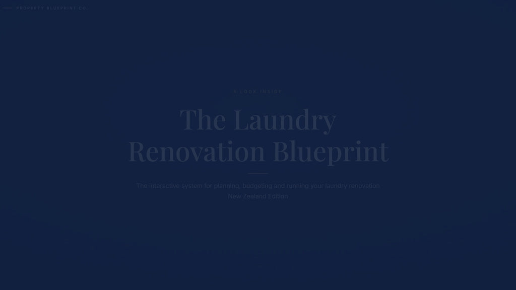 See how the Laundry Renovation Blueprint works — interactive demo of the four modules and included cost calculator, New Zealand Edition.