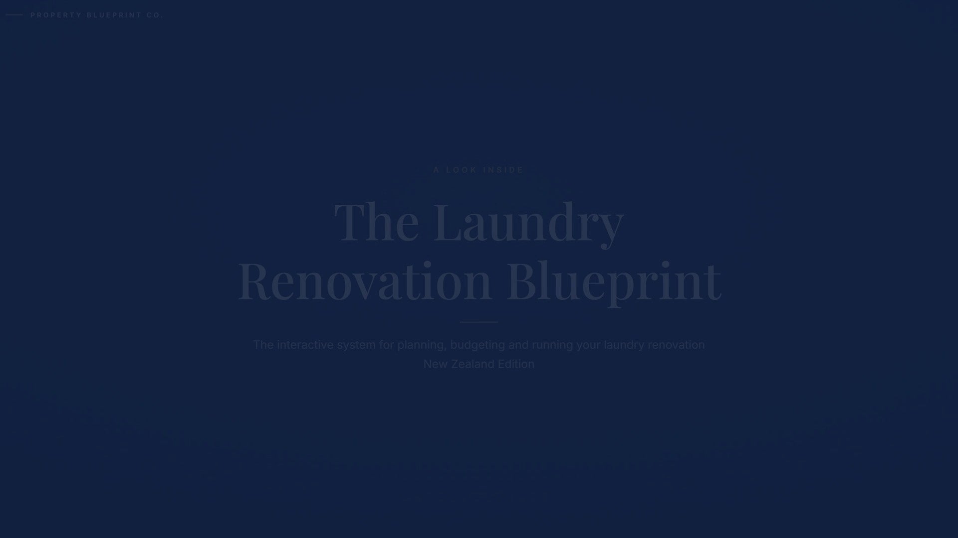 See how the Laundry Renovation Blueprint works — interactive demo of the four modules and included cost calculator, New Zealand Edition.