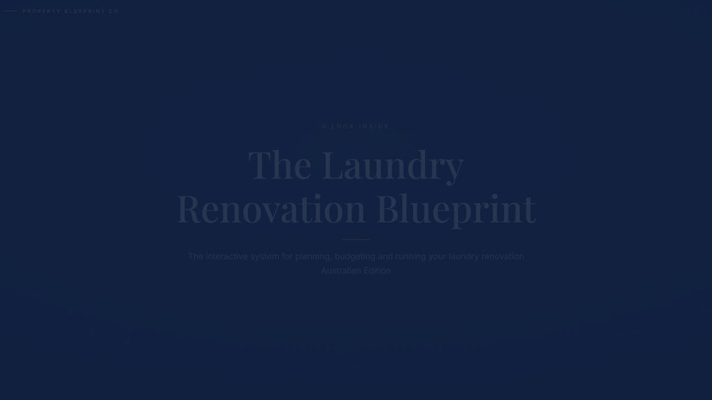 See how the Laundry Renovation Blueprint works — interactive demo of the four modules and included cost calculator, Australian Edition.