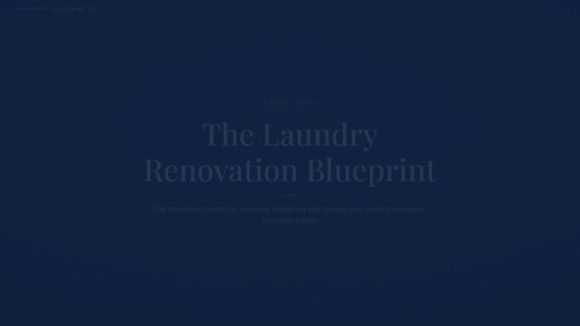 See how the Laundry Renovation Blueprint works — interactive demo of the four modules and included cost calculator, Australian Edition.