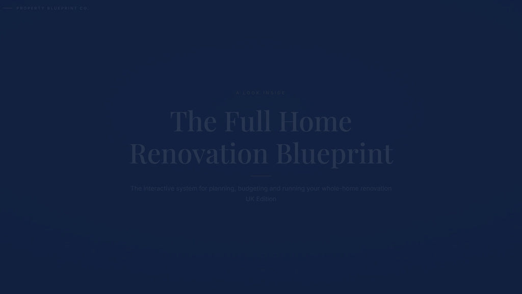 See how the Full Home Renovation Blueprint works — interactive demo of the four modules and included cost calculator, UK Edition.