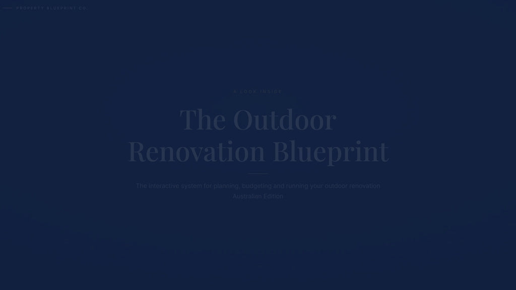 See how the Outdoor Renovation Blueprint works — interactive demo of the four modules and included cost calculator, Australian Edition.