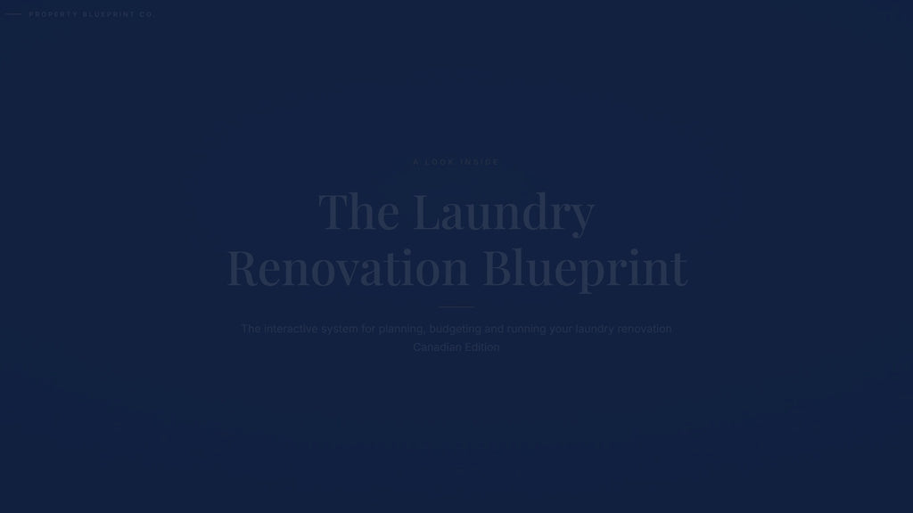 See how the Laundry Renovation Blueprint works — interactive demo of the four modules and included cost calculator, Canadian Edition.