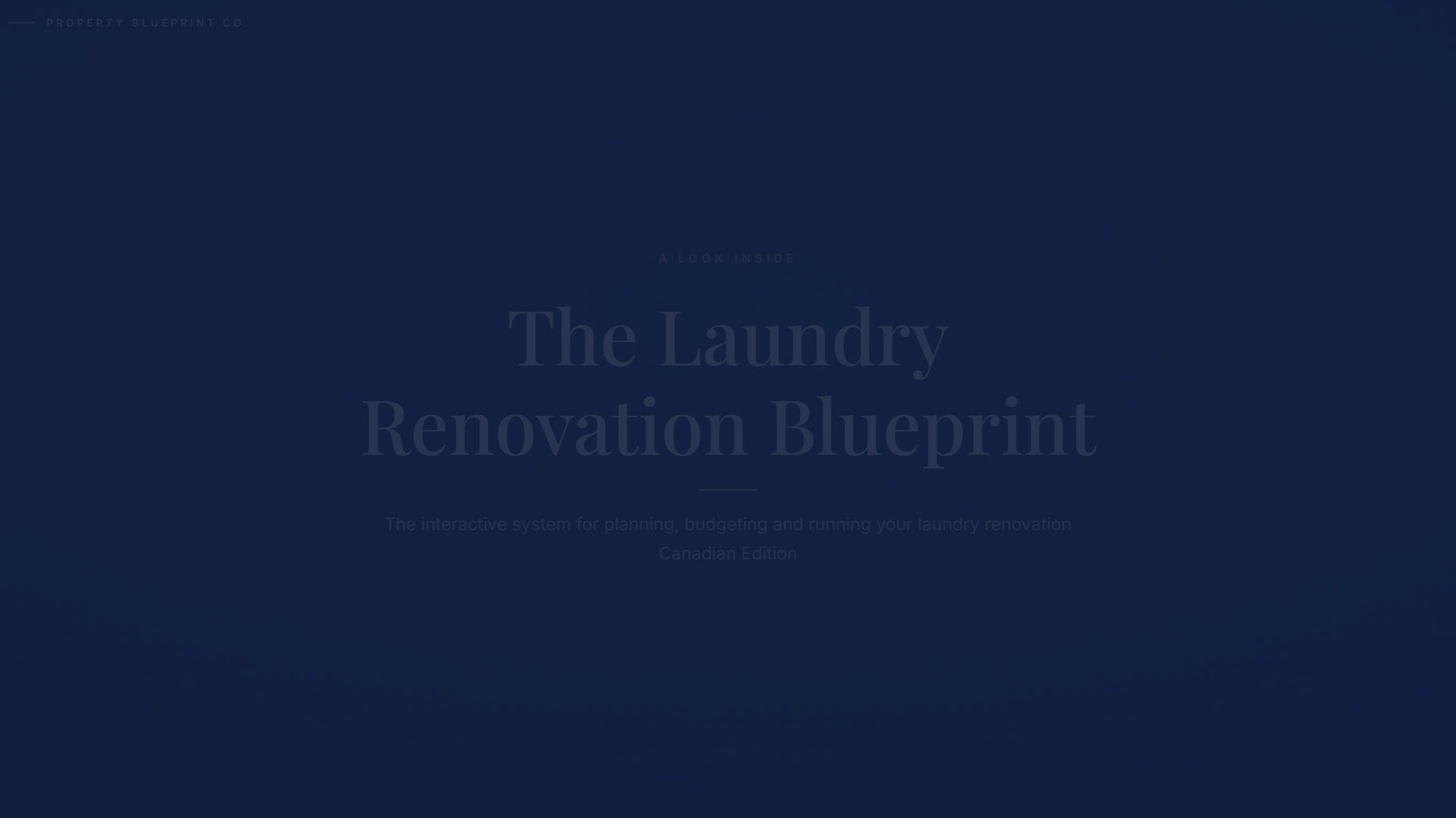 See how the Laundry Renovation Blueprint works — interactive demo of the four modules and included cost calculator, Canadian Edition.