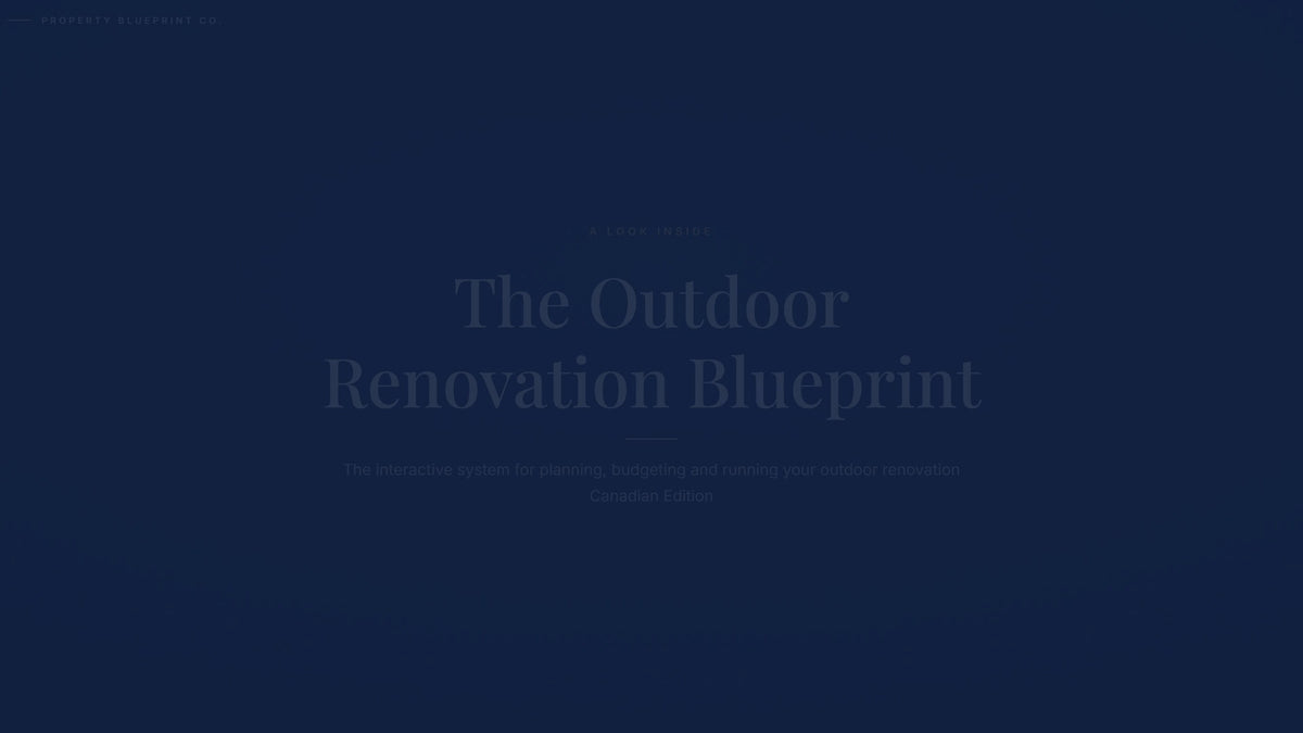 See how the Outdoor Renovation Blueprint works — interactive demo of the four modules and included cost calculator, Canadian Edition.