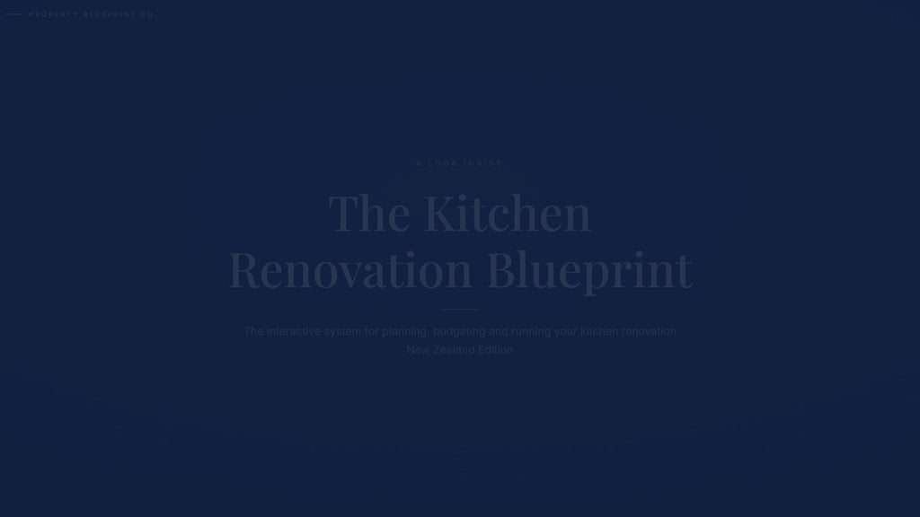 See how the Kitchen Renovation Blueprint works — interactive demo of the four modules and included cost calculator, New Zealand Edition.