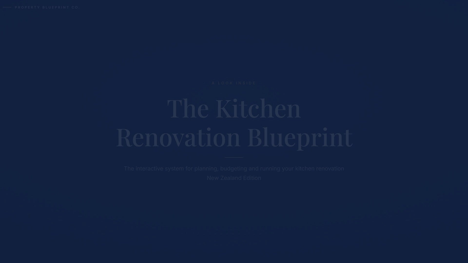 See how the Kitchen Renovation Blueprint works — interactive demo of the four modules and included cost calculator, New Zealand Edition.