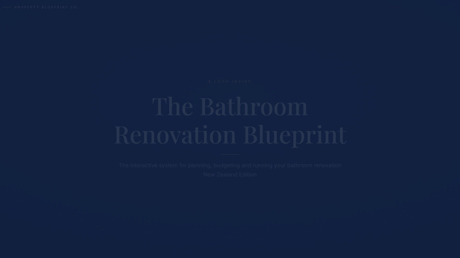 See how the Bathroom Renovation Blueprint works — interactive demo of the four modules and included cost calculator, New Zealand Edition.
