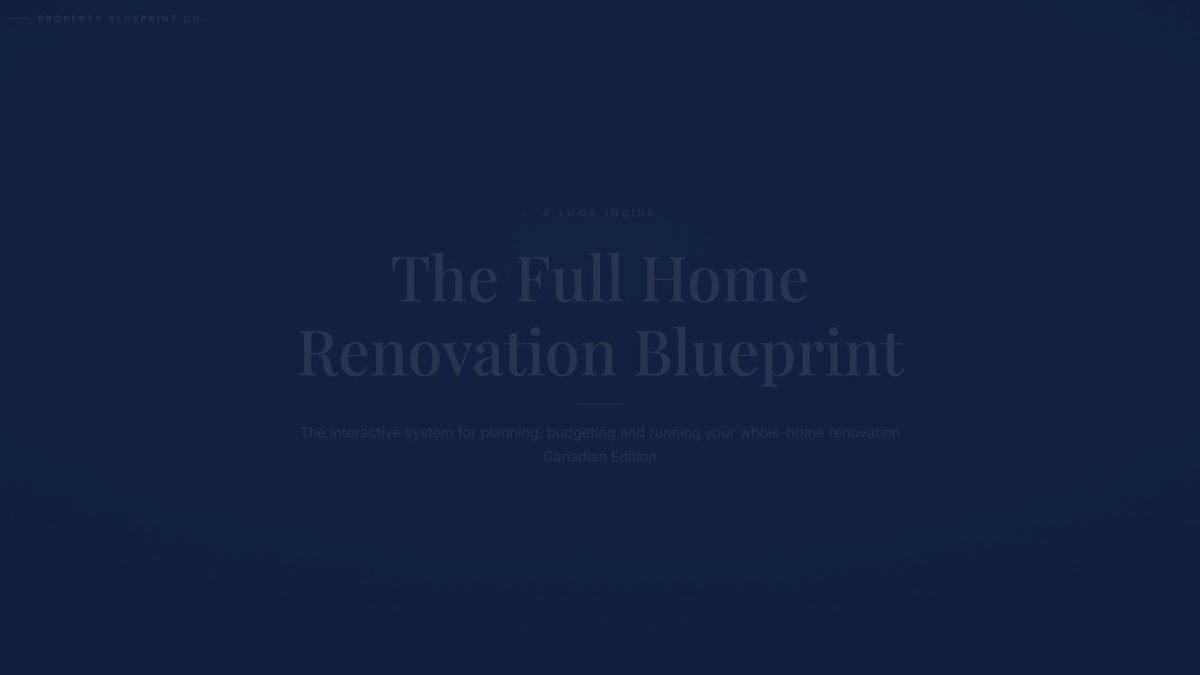See how the Full Home Renovation Blueprint works — interactive demo of the four modules and included cost calculator, Canadian Edition.
