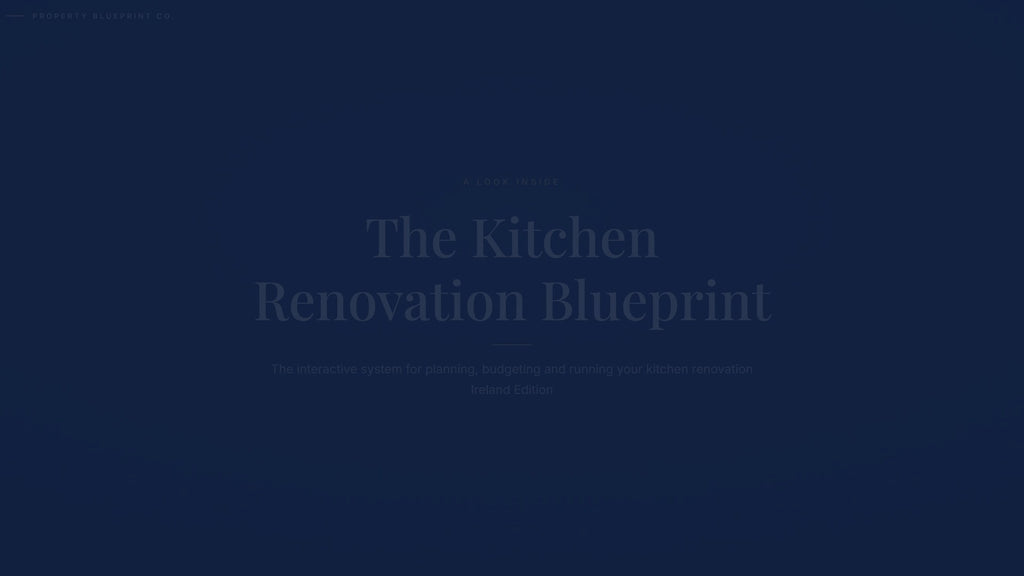 See how the Kitchen Renovation Blueprint works — interactive demo of the four modules and included cost calculator, Ireland Edition.