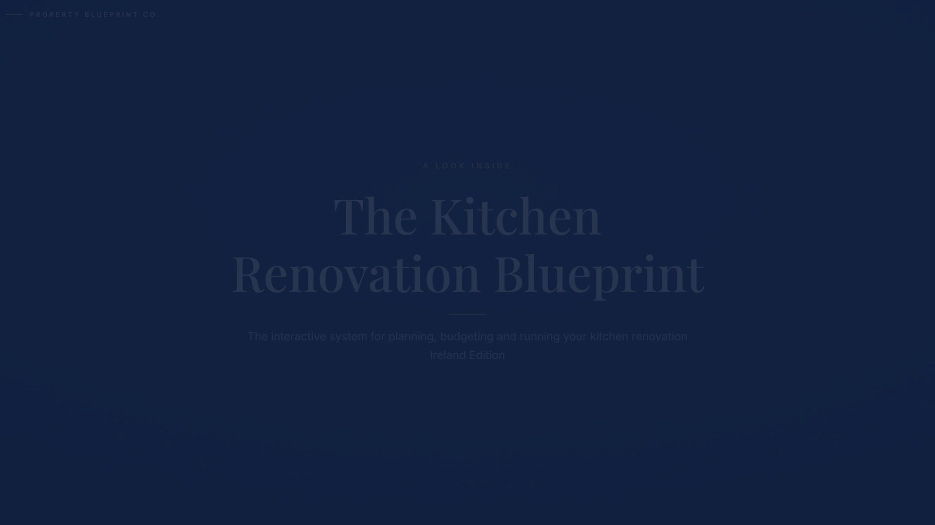 See how the Kitchen Renovation Blueprint works — interactive demo of the four modules and included cost calculator, Ireland Edition.