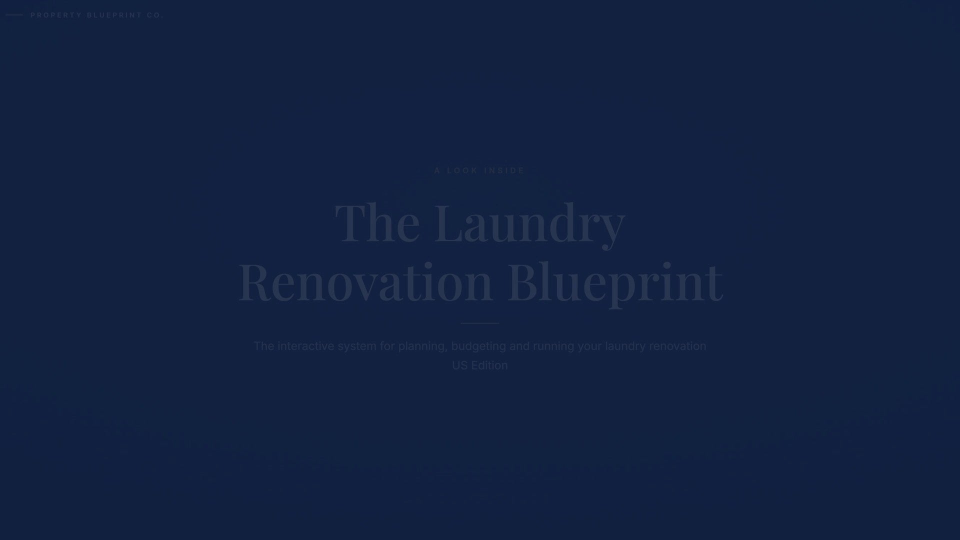 See how the Laundry Renovation Blueprint works — interactive demo of the four modules and included cost calculator, US Edition.