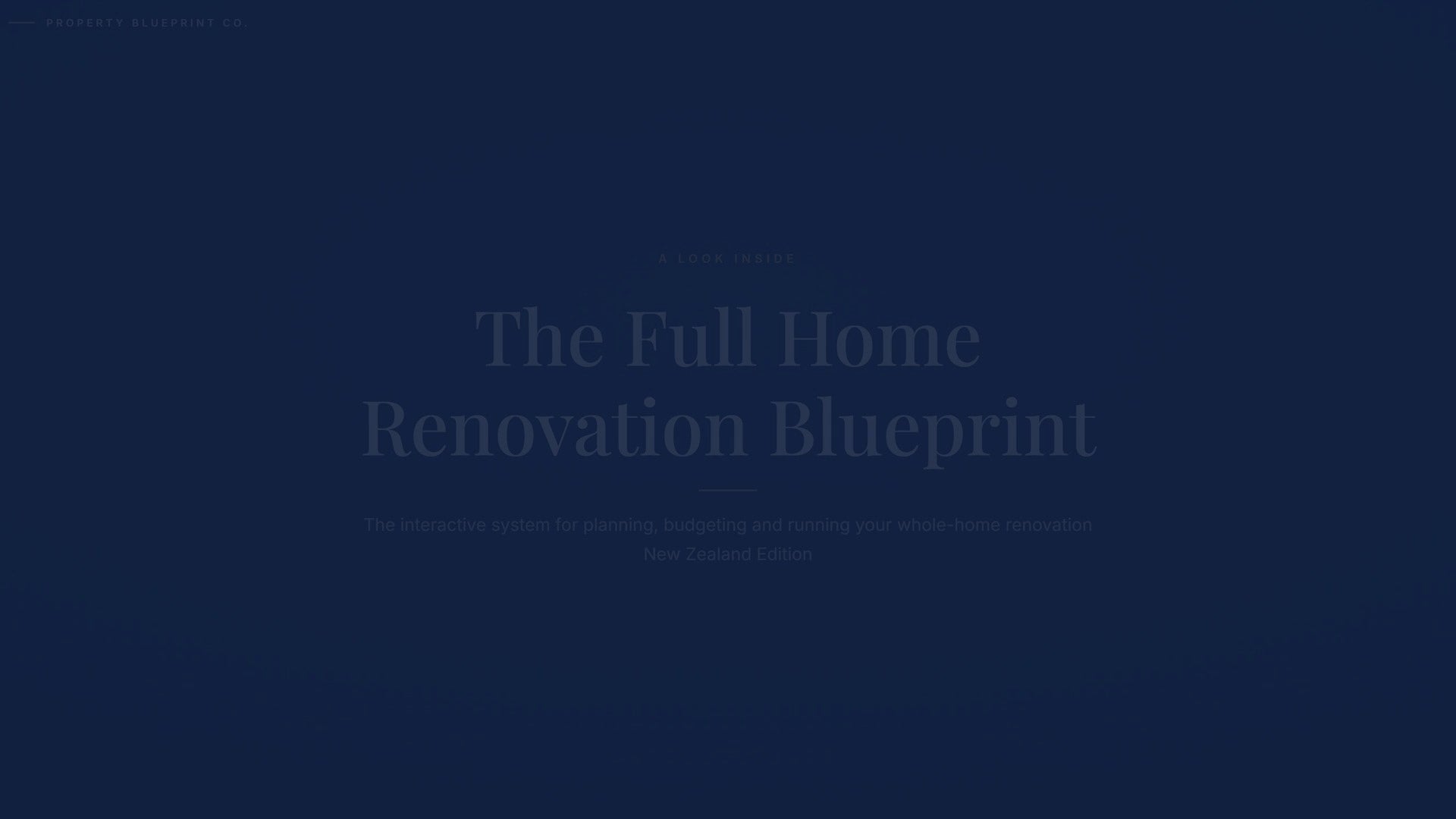 See how the Full Home Renovation Blueprint works — interactive demo of the four modules and included cost calculator, New Zealand Edition.