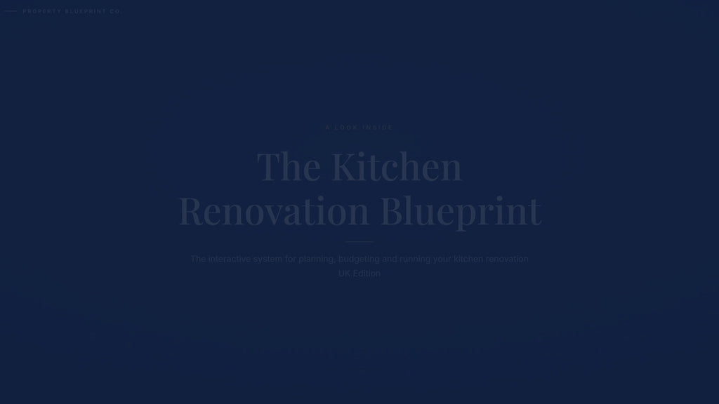 See how the Kitchen Renovation Blueprint works — interactive demo of the four modules and included cost calculator, UK Edition.