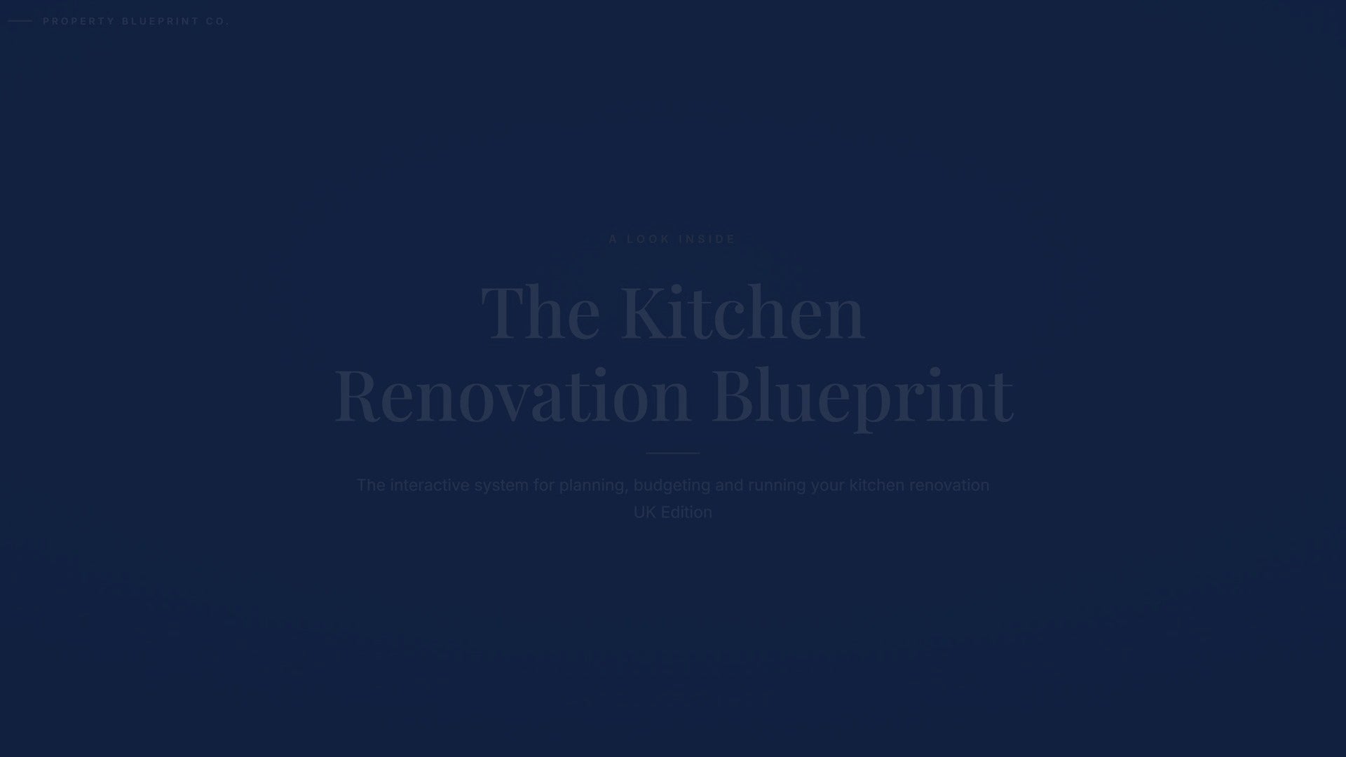 See how the Kitchen Renovation Blueprint works — interactive demo of the four modules and included cost calculator, UK Edition.