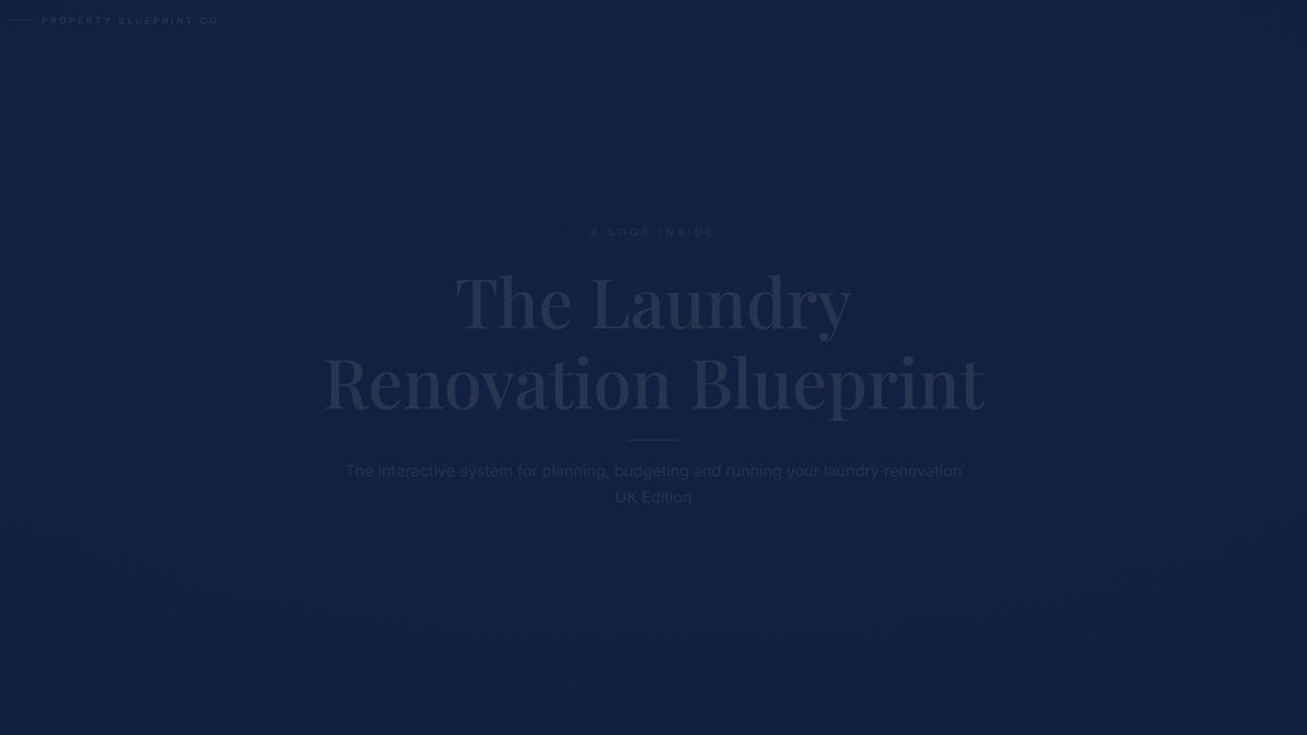 See how the Laundry Renovation Blueprint works — interactive demo of the four modules and included cost calculator, UK Edition.