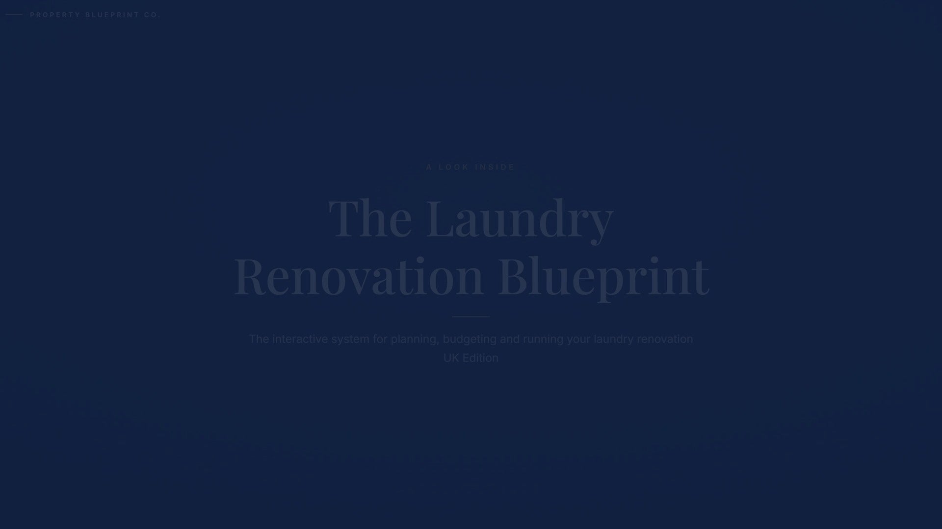 See how the Laundry Renovation Blueprint works — interactive demo of the four modules and included cost calculator, UK Edition.