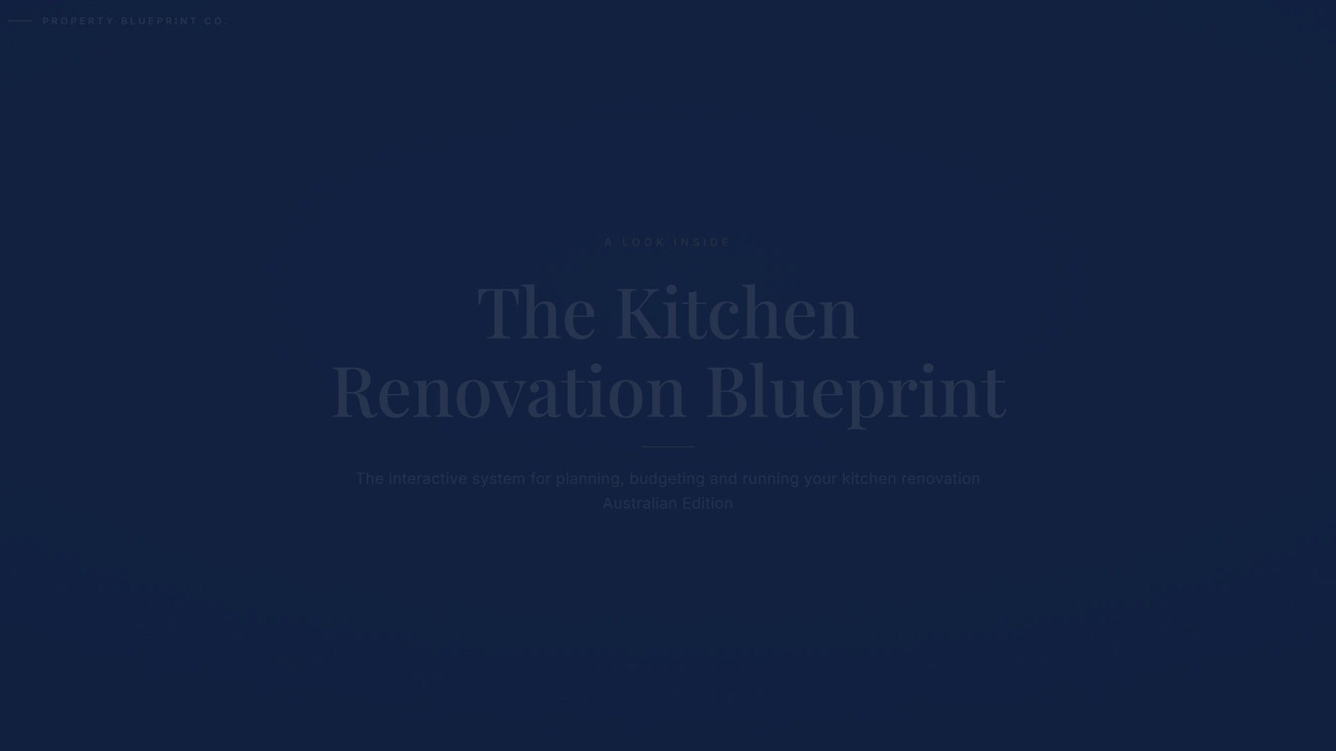 See how the Kitchen Renovation Blueprint works — interactive demo of the four modules and included cost calculator, Australian Edition.